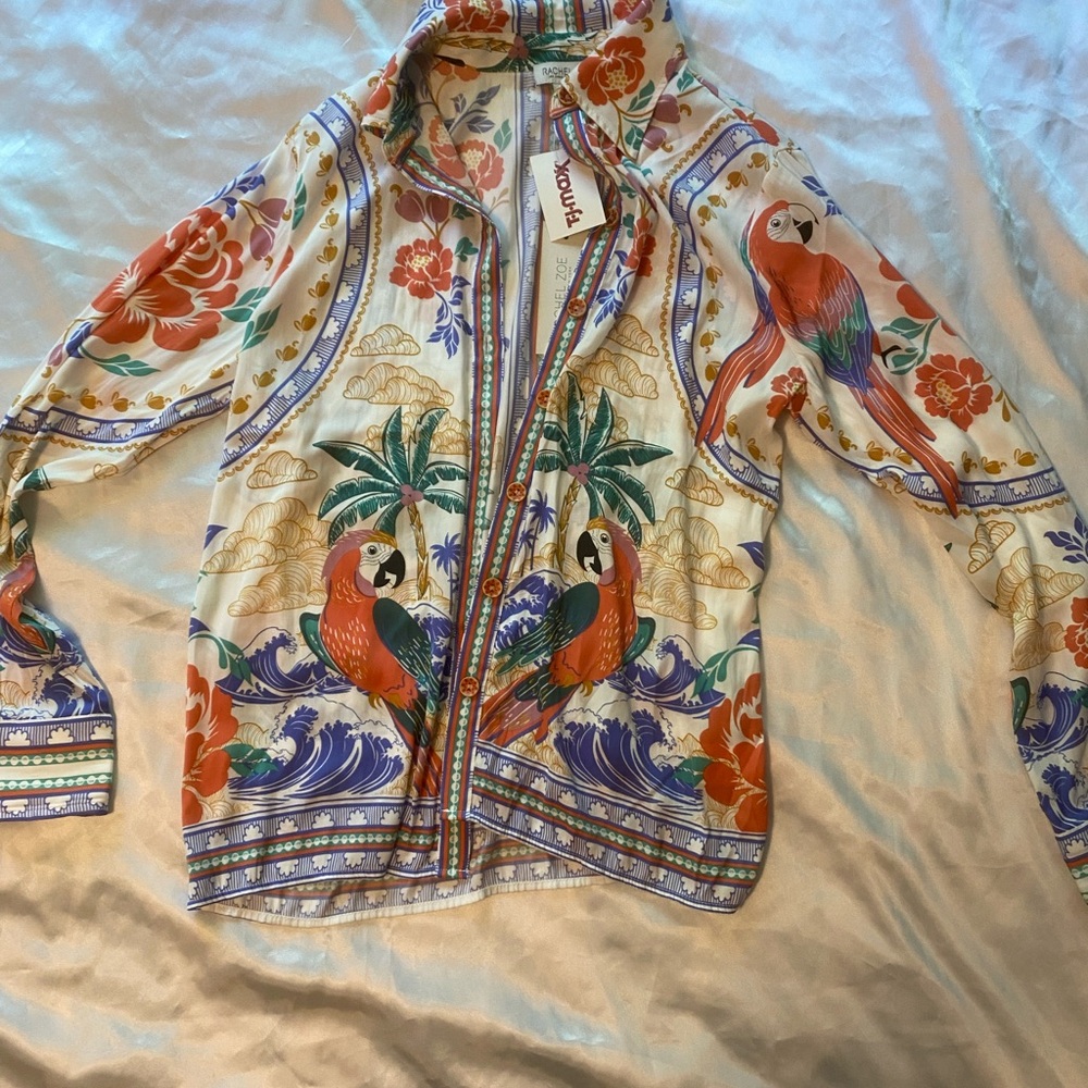 Rachel Zoe Vibrant Floral and Geometric Blouse